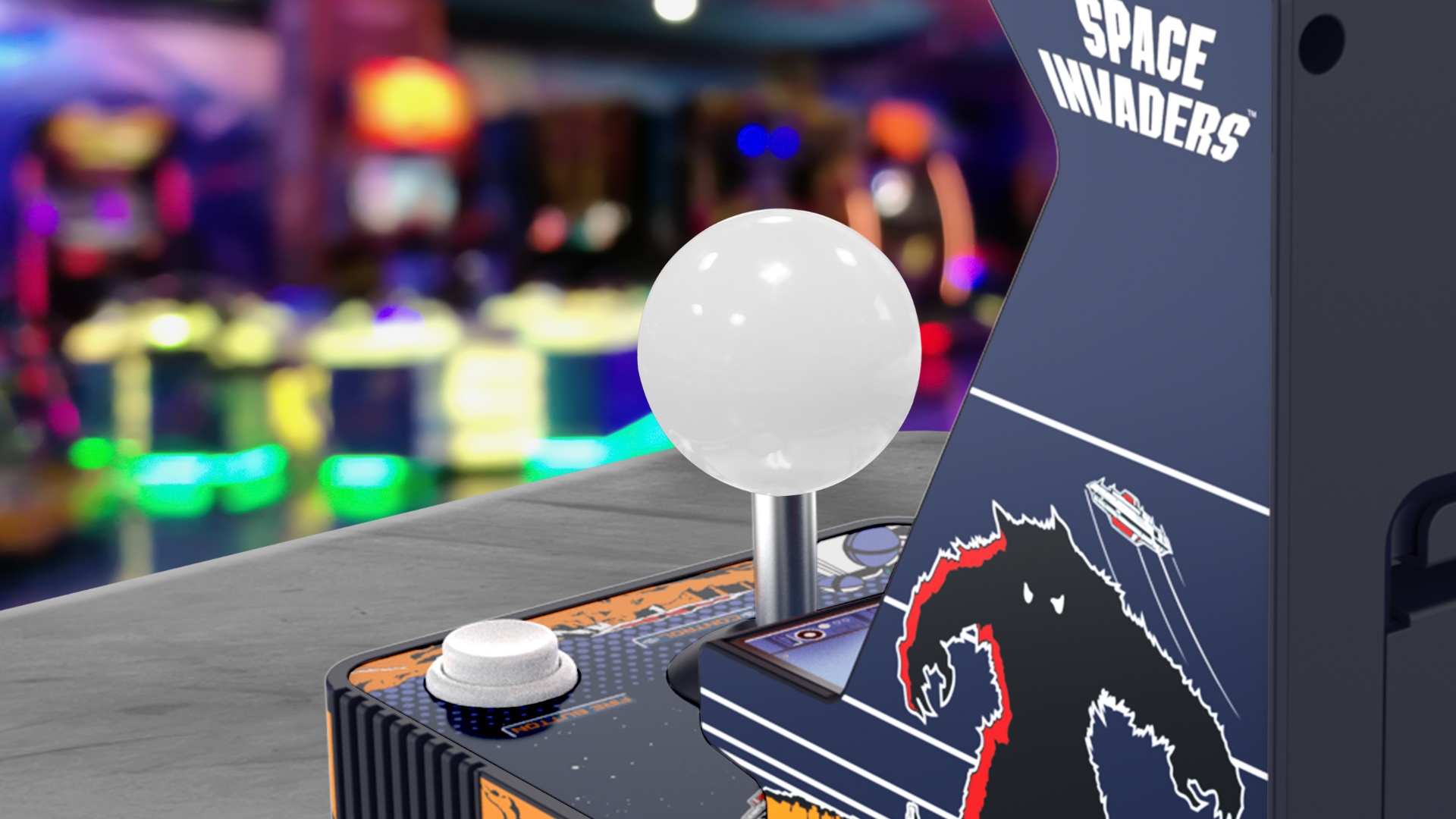 True arcade joystick player close up